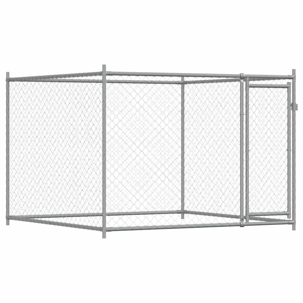 Trasportino per cani con porta 2 x 2 x 1,5 m acciaio zincato grigio 02_0041618