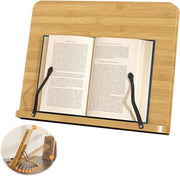 Registrazioni Cucina, supporto per libri di ricette in legno per la cucina, angolo regolabile e chiusura con clip, contenitore per riviste per il tavolo da lavoro, supporto per laptop, supporto per tavolo in legno - 34x24x4cm