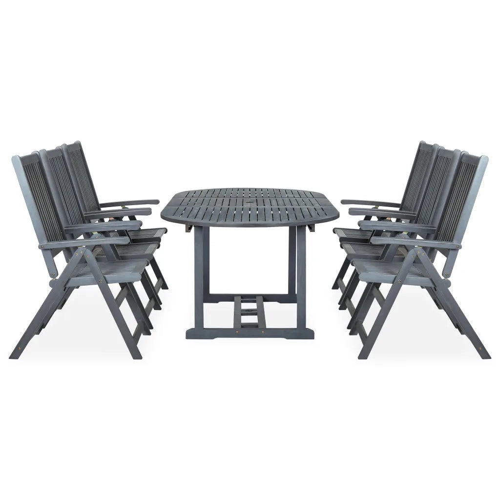 Set da Pranzo da Giardino 7 pz Legno Massello di Acacia Grigio cod mxl 43225