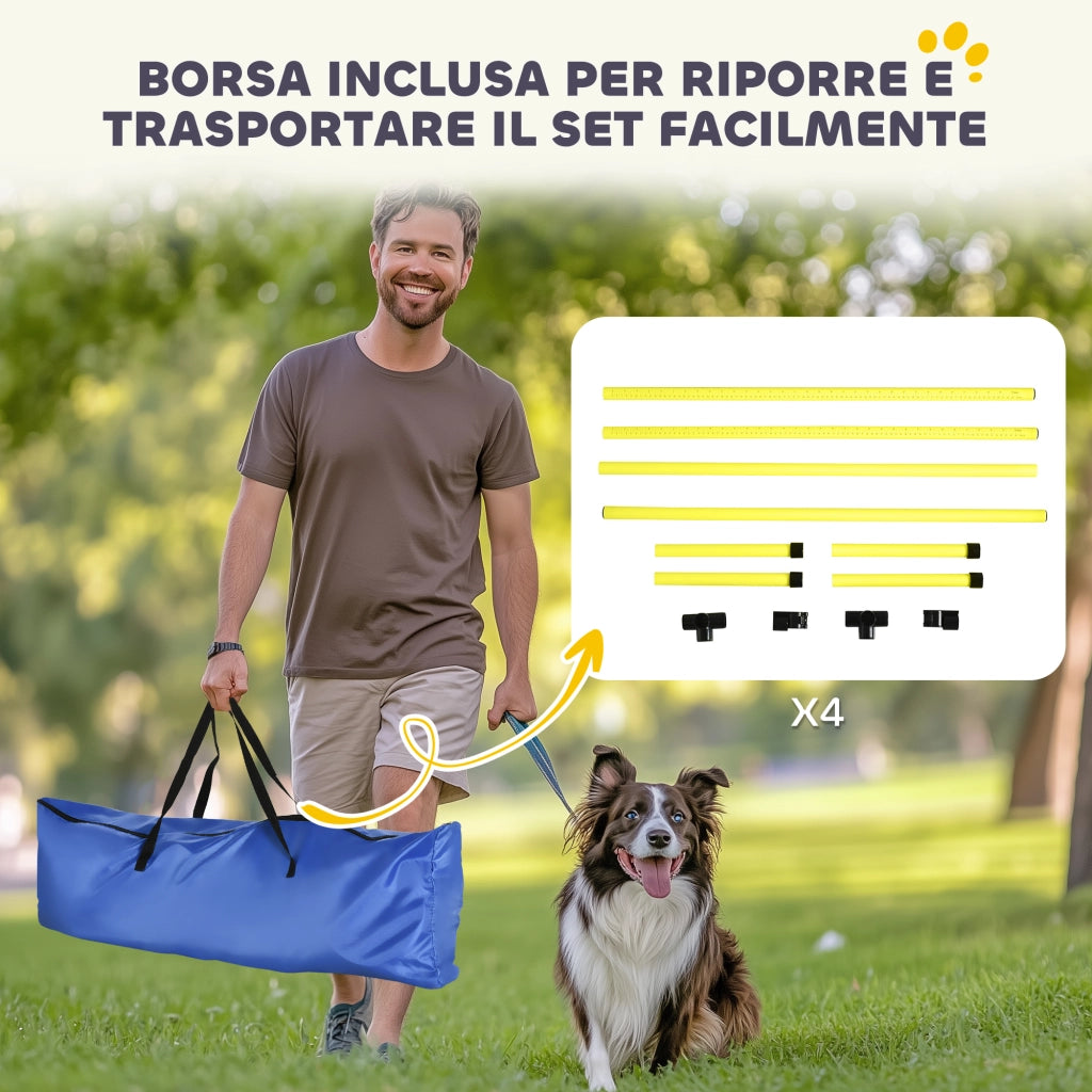 Set Ostacoli Agility per Cani ¨C Zephmum ¨C Giallo con Borsa Trasporto