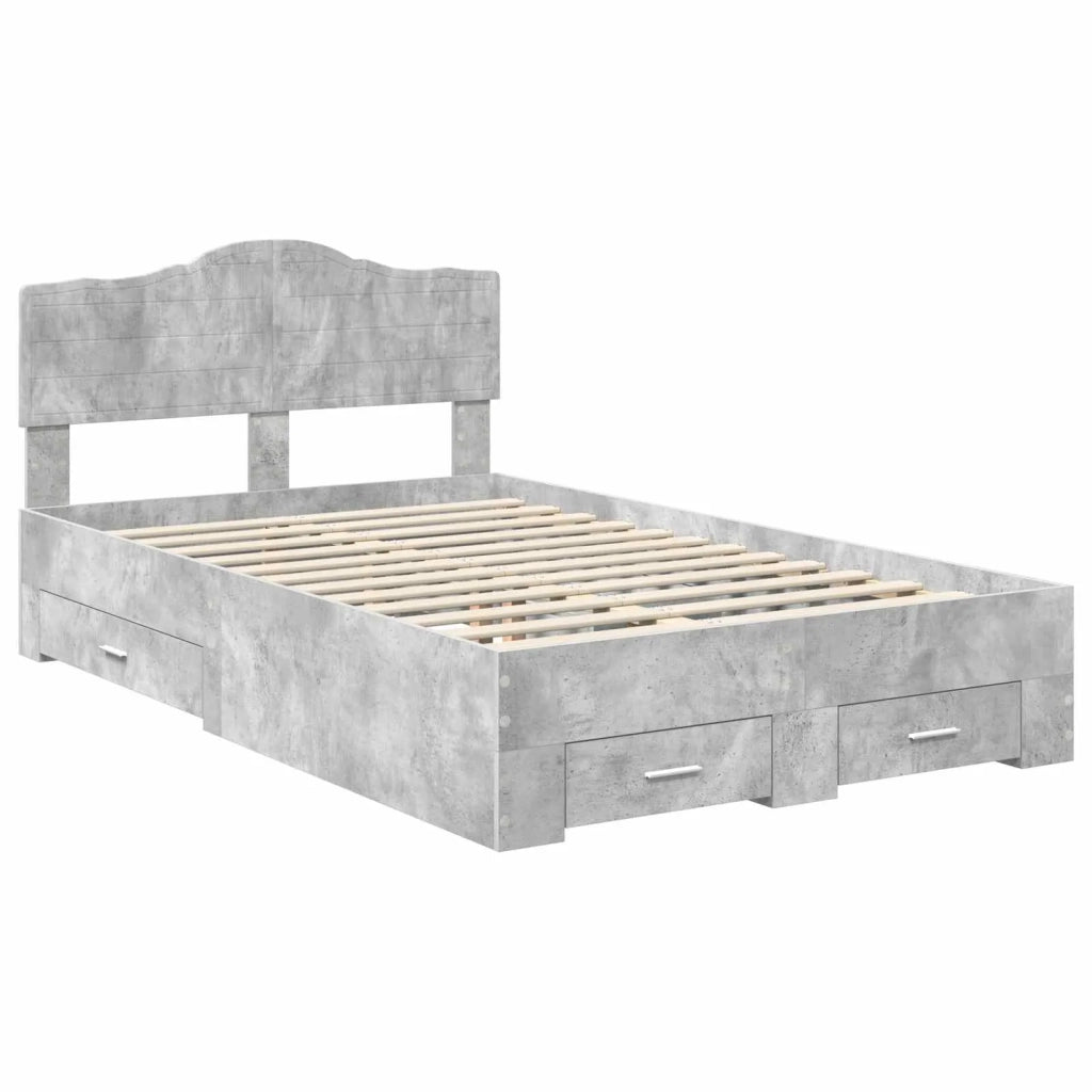 Struttura del letto con testiera Grigio cemento 135 x 190 cm