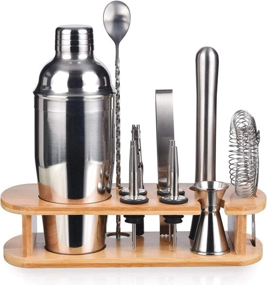 Set di shaker per cocktail in acciaio inossidabile 750 ml - set da bartender per casa con libretto di ricette - 12 pezzi set 2 750 ml