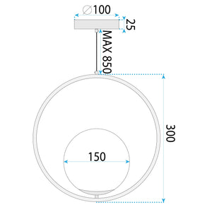 Lampada Da Soffitto Pensile Di Vetro Palla Oro Bianco Oro G110-1w Black White