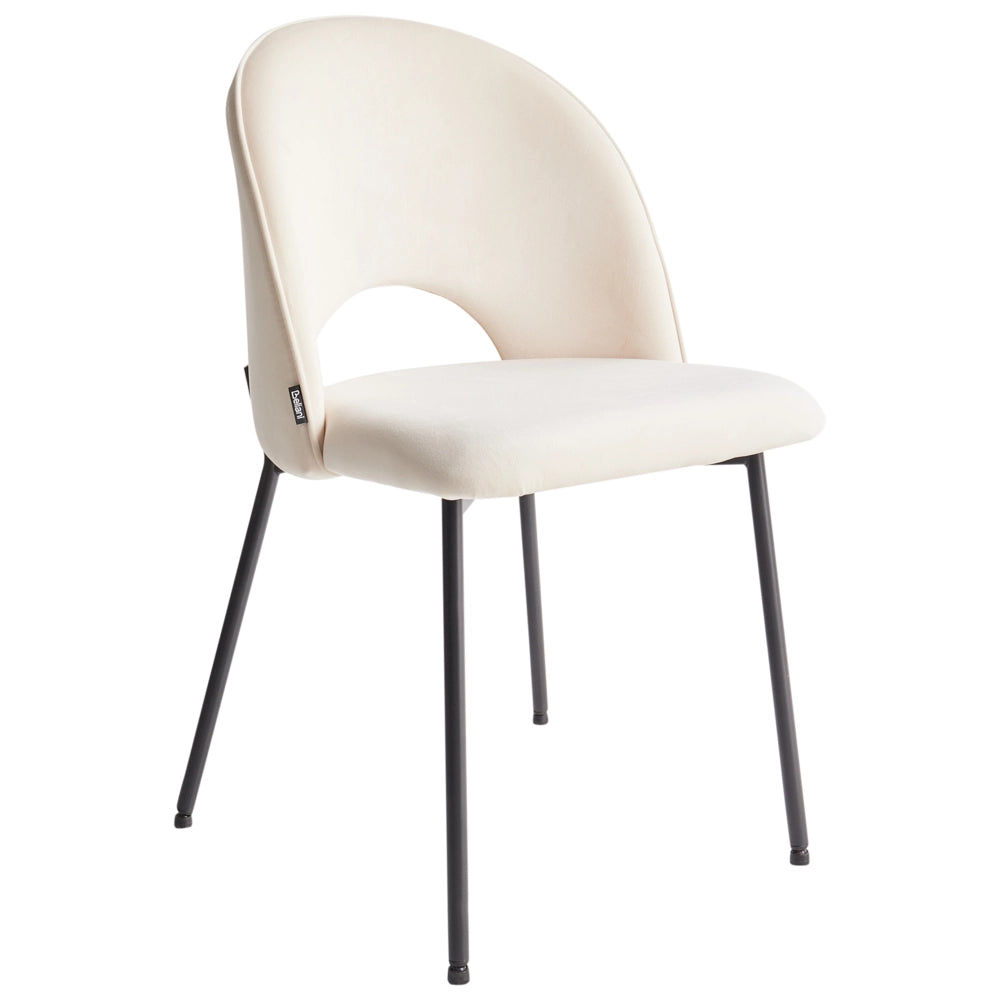Set di 2 sedie da pranzo rivestimento in tessuto beige gambe nere glamour retrò