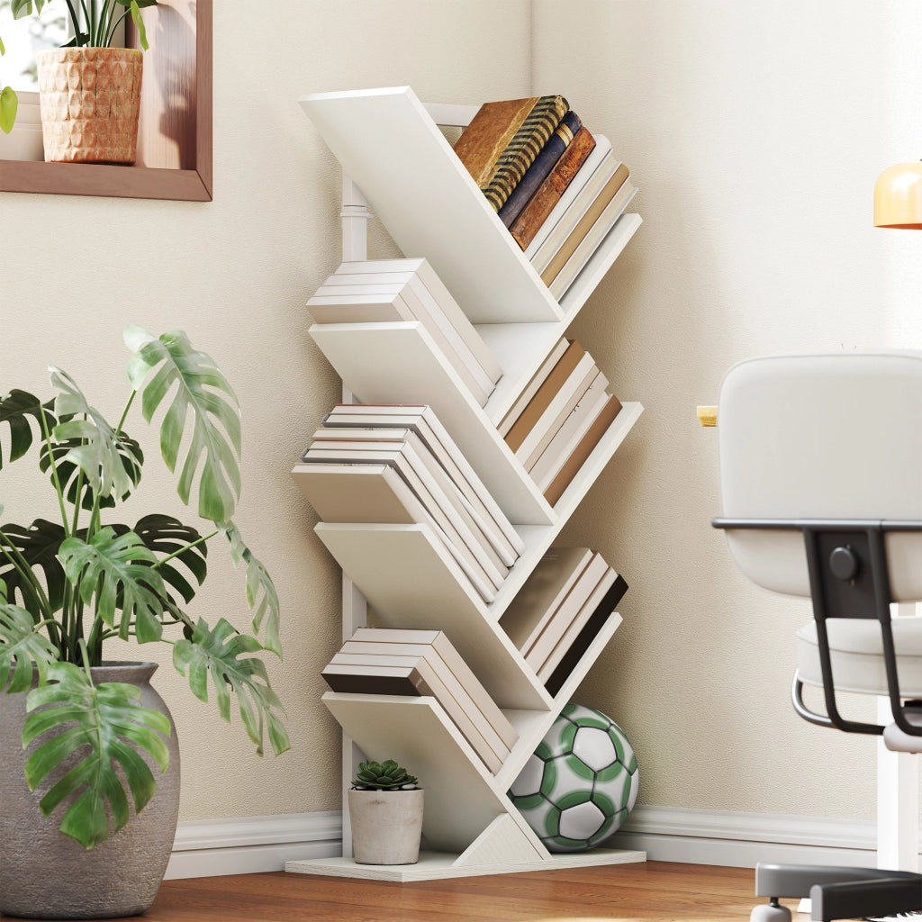Libreria a Forma di Albero con 7 Ripiani ¨C Xylo ¨C Bianco 50x24x109 cm