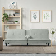 Divano Letto con Portabicchieri in Velluto Grigio Chiaro 351920