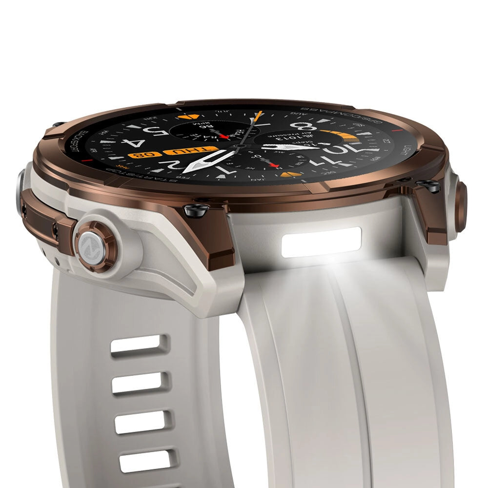 Smartwatch Orologio Intelligente con GPS; chiamate Bluetooth; schermo AMOLED da 1;43"; torcia; impermeabile 5 ATM - Bronze