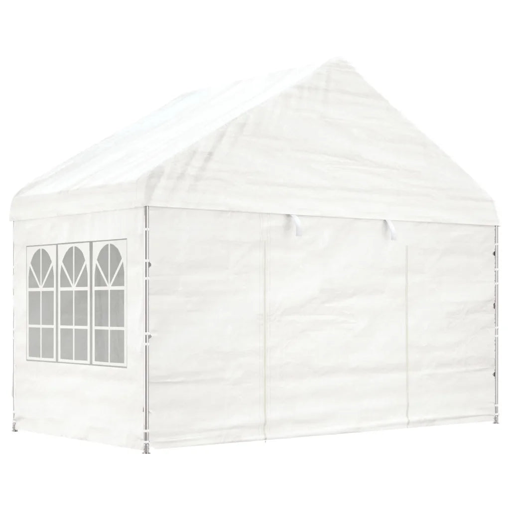 Gazebo con Tetto Bianco 11,15x4,08x3,22 m in Polietilene 3155489