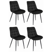 Set di 4 sedie Bera in velluto nero con trapuntatura