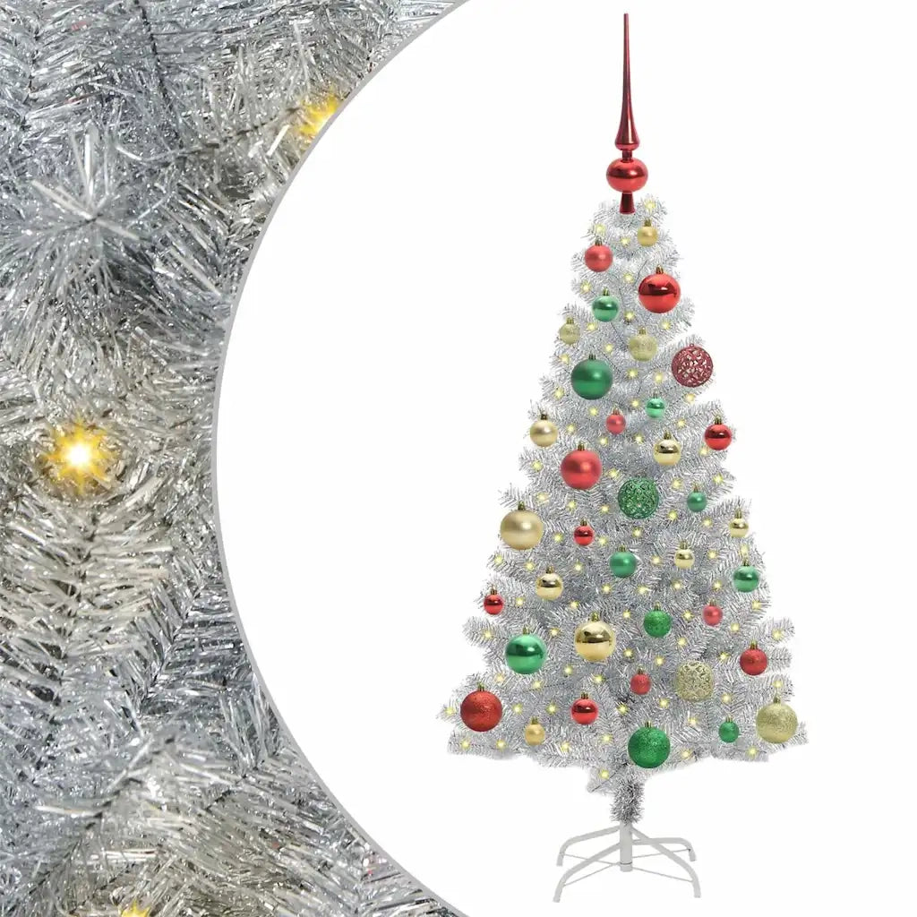 Albero di Natale con 150 LED con supporto Argento 120 cm PET 3396660