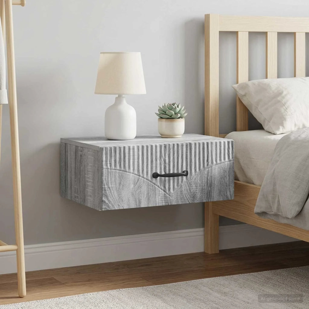 Mobiletto da notte a muro 2 pcs Grigio Sonoma 49 x 34,5 x 20 cm 898968