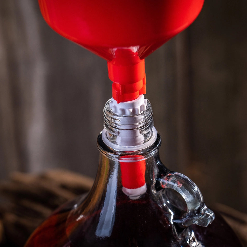 Imbuto per bottiglie di vino KADAX con filtro di bloccaggio per filtrazione, autoregolante, Fi 130