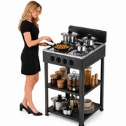 Cucina da Esterno con 4 Fuochi Nero Cucinotto da Campeggio in Ferro 49x49x79cm