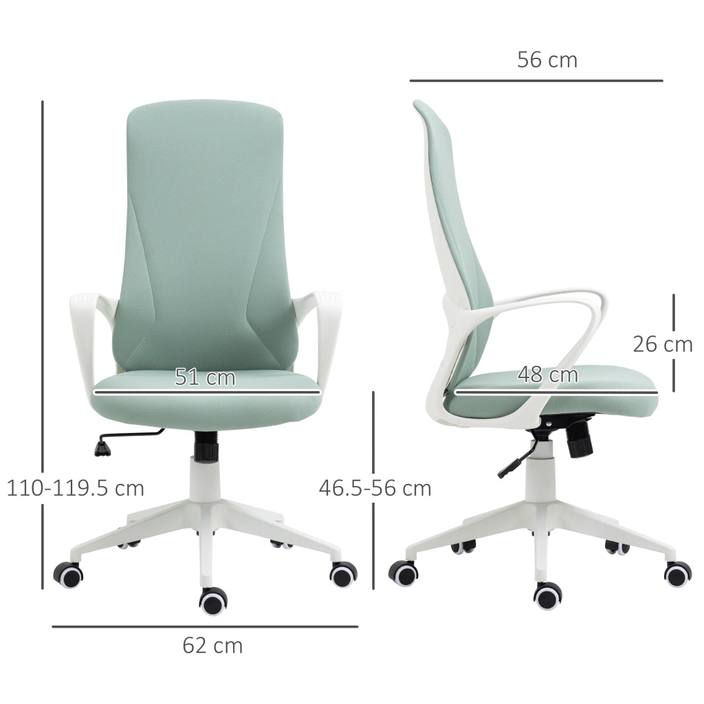 Sedia da Ufficio Ergonomica e Imbottita 62x56x110-119,5 cm Funzione Dondolo in Poliestere Verde