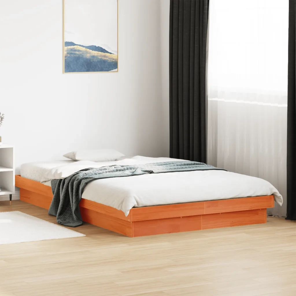 Giroletto LED Marrone Cera 140x200 cm in Legno Massello di Pino 844414