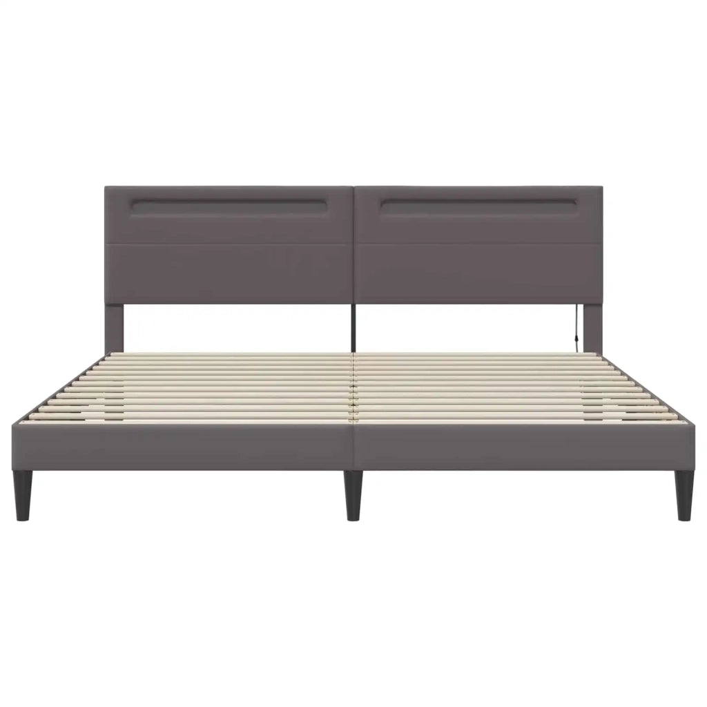 Struttura del letto con testiera-Giroletto Grigio 180 x 200 cm Similpelle 293647