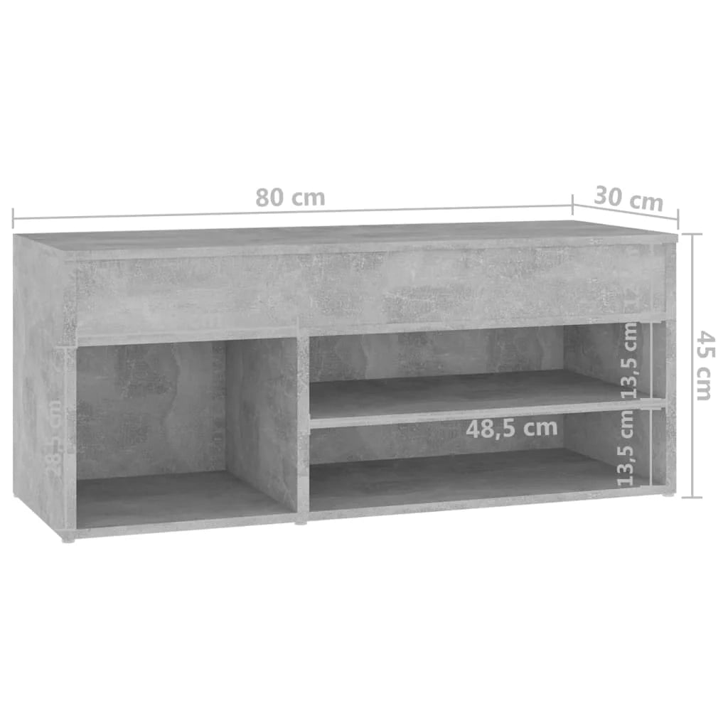 Panca portascarpe/stivali cassettiera scaffale mobiletto portaoggetti per ingresso 80 x 30 x 45 cm legno ingegnerizzato grigio 02_0022975