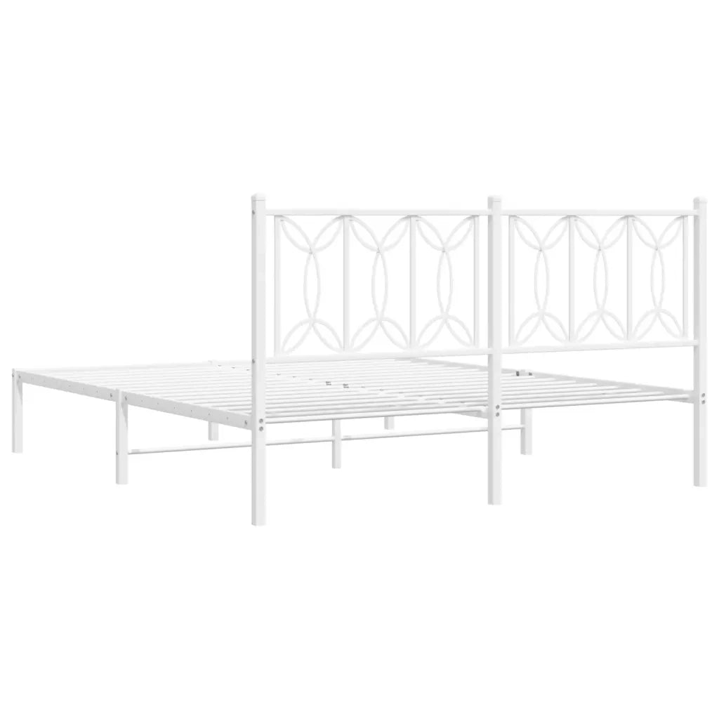 vidaXL Giroletto con Testiera Metallo Bianco 160x200 cm