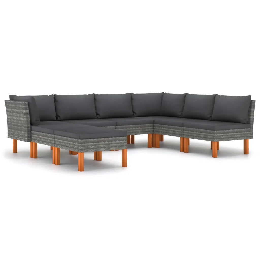 Set Divani da Giardino 8 pz con Cuscini in Polyrattan Grigio cod mxl 53389