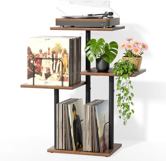 Sostegno per Dischi con Supporto a Vinylo - Contenitore per LP - Organizzatore di Album - Mobilia Compatta per Spazi Ristretti - Cassetto per Dischi in Vinile