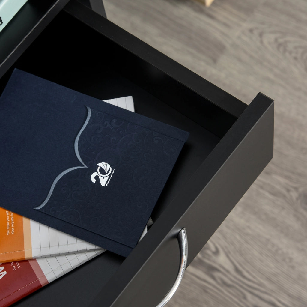 Rollcontainer con cassetto e armadietto 40x35x60 cm nero per ufficio e home office