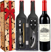 Set di uncorking per bottiglie di vino, set di apertura di bottiglie di vino, set di accessori per vino con apertura di bottiglia, chiusure di bottiglia, accessori per vino, set di regalo (nero 01)