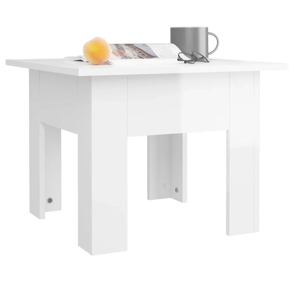 Tavolino da Salotto Bianco Lucido 57x57x30 cm in Truciolato cod mxl 22554