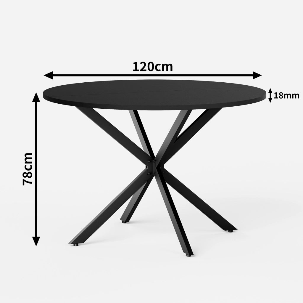 Tavolo da pranzo rotondo Ø120 cm con gambe a X nero