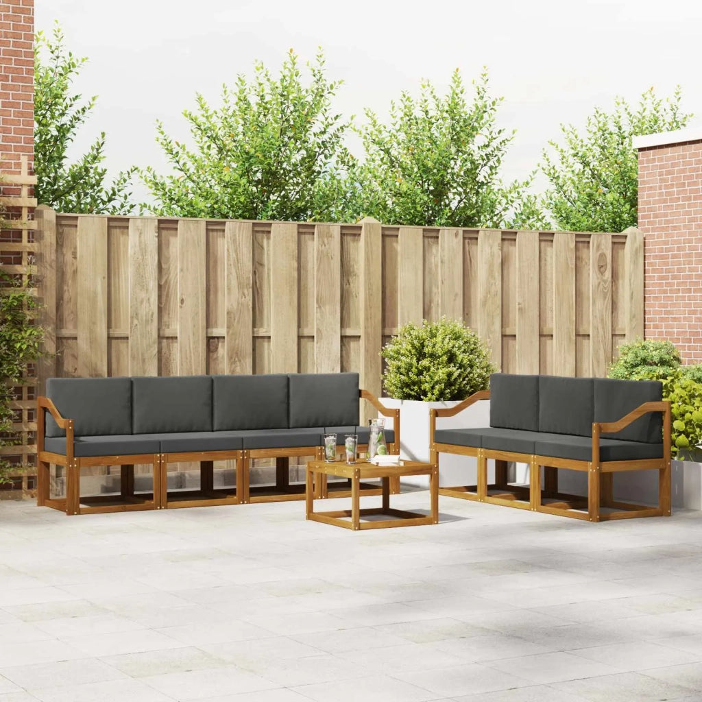 Set di divani da esterno con cuscino 8 pcs Naturale e Antracite