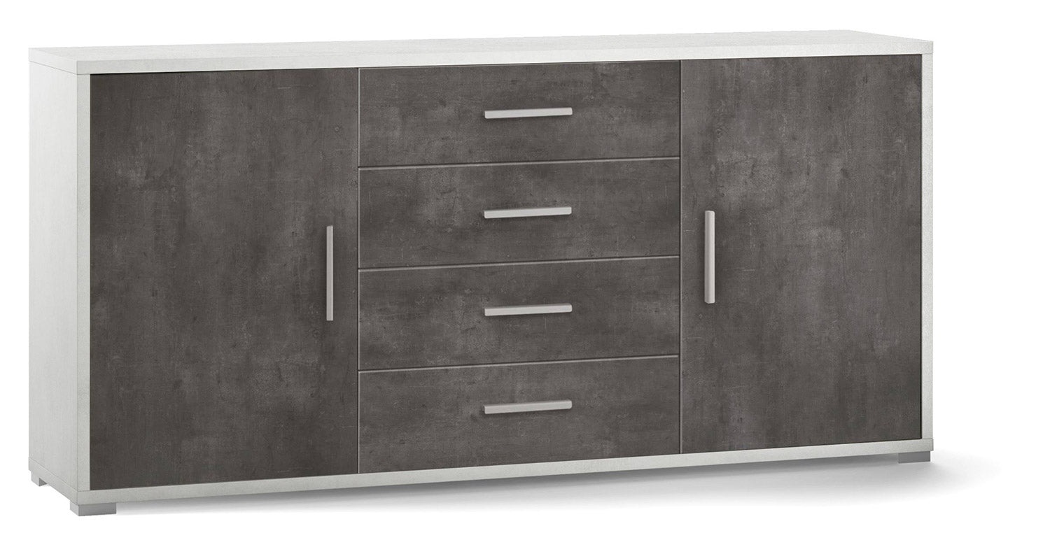 Madia 2 Ante 4 Cassetti 174x84x41 cm Ossido Bianco/Ossido Nero