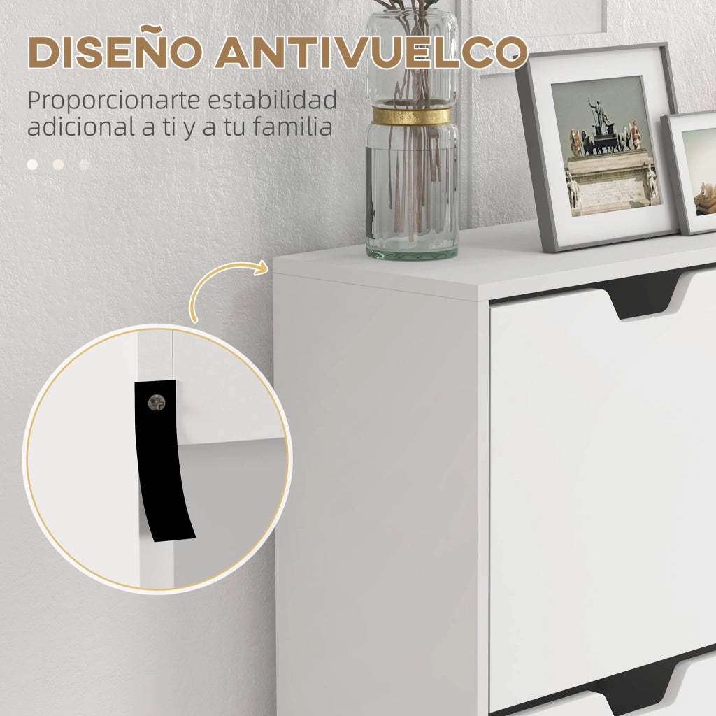 Cassettiera Zapatero con 4 Cassetti e Patine in Legno ¨C zephmum ¨C Bianco 95x26x95 cm
