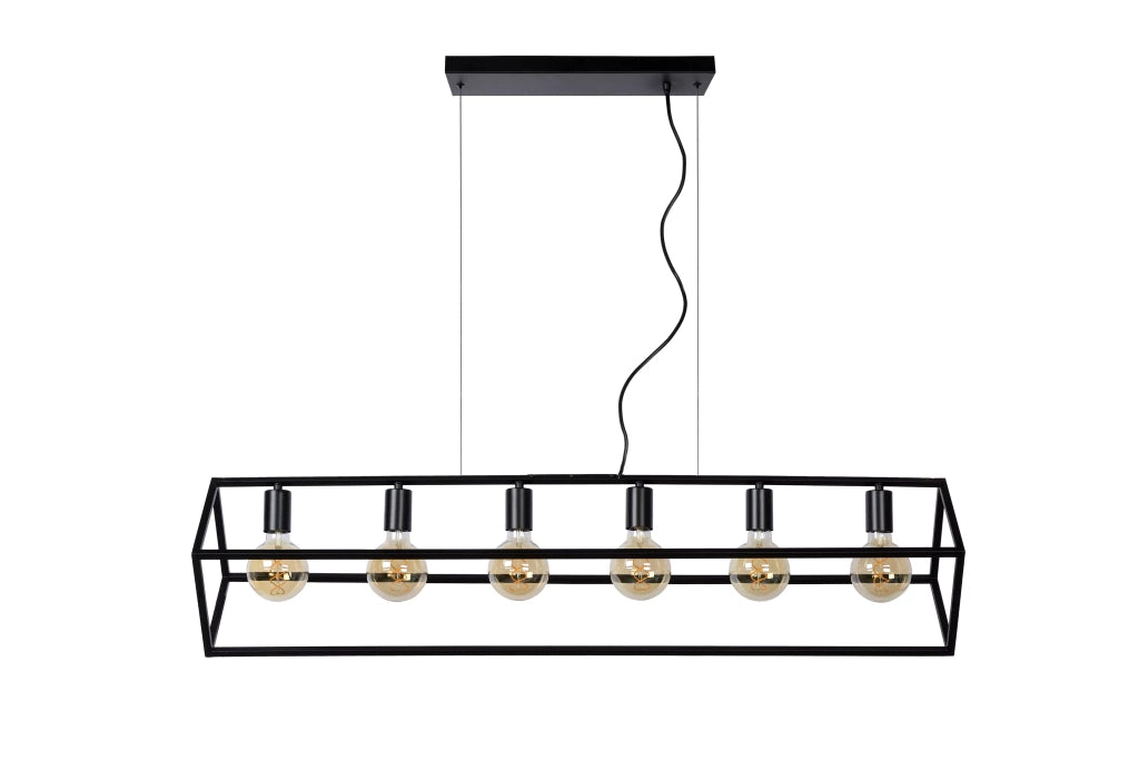 Lampada a sospensione loft nera Fabian 6xE27 Lucide