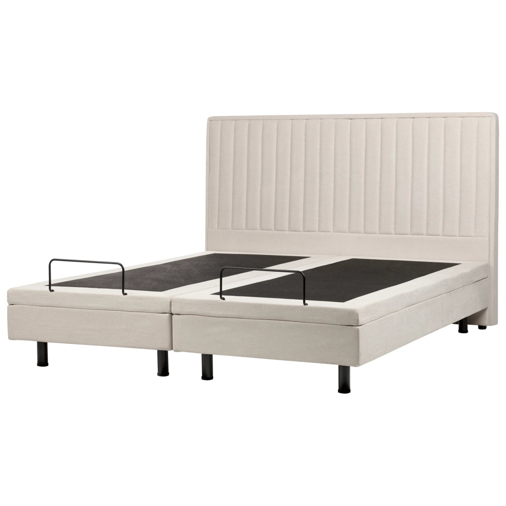 Letto Tessuto Beige chiaro Elettrico Regolabile con Telecomando 180 x 200 cm