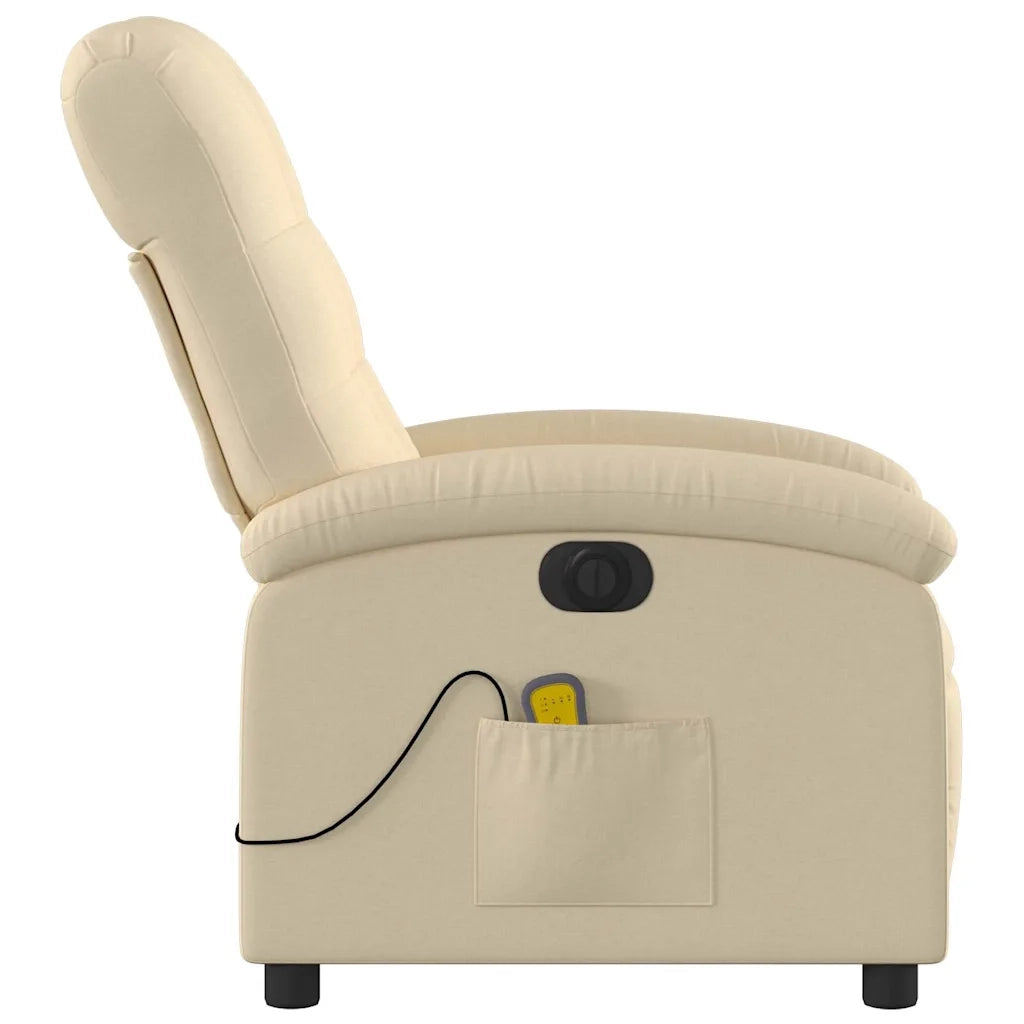 Poltrona Reclinabile Massaggiante Elettrica Crema in Tessuto 3204089
