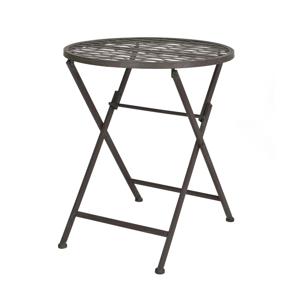 Set Bistrot Biella da Esterno con Tavolo Rotondo e 2 Sedie in Metallo Decorativo - Verde [en.casa]