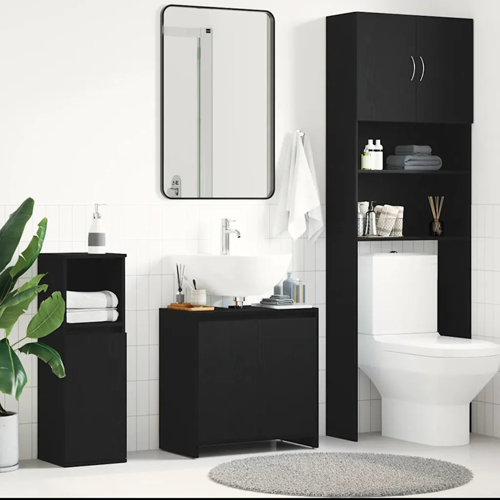 vidaXL Armadietto Bagno Rovere Nero 60x33x60 cm Legno Ingegnerizzato