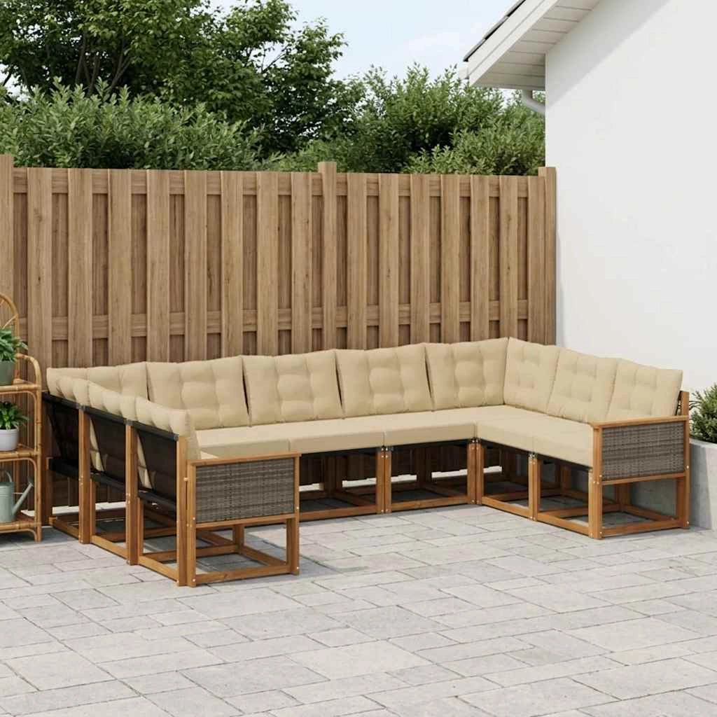 Set di divani da esterno 9 pz Naturale e Beige 3382205