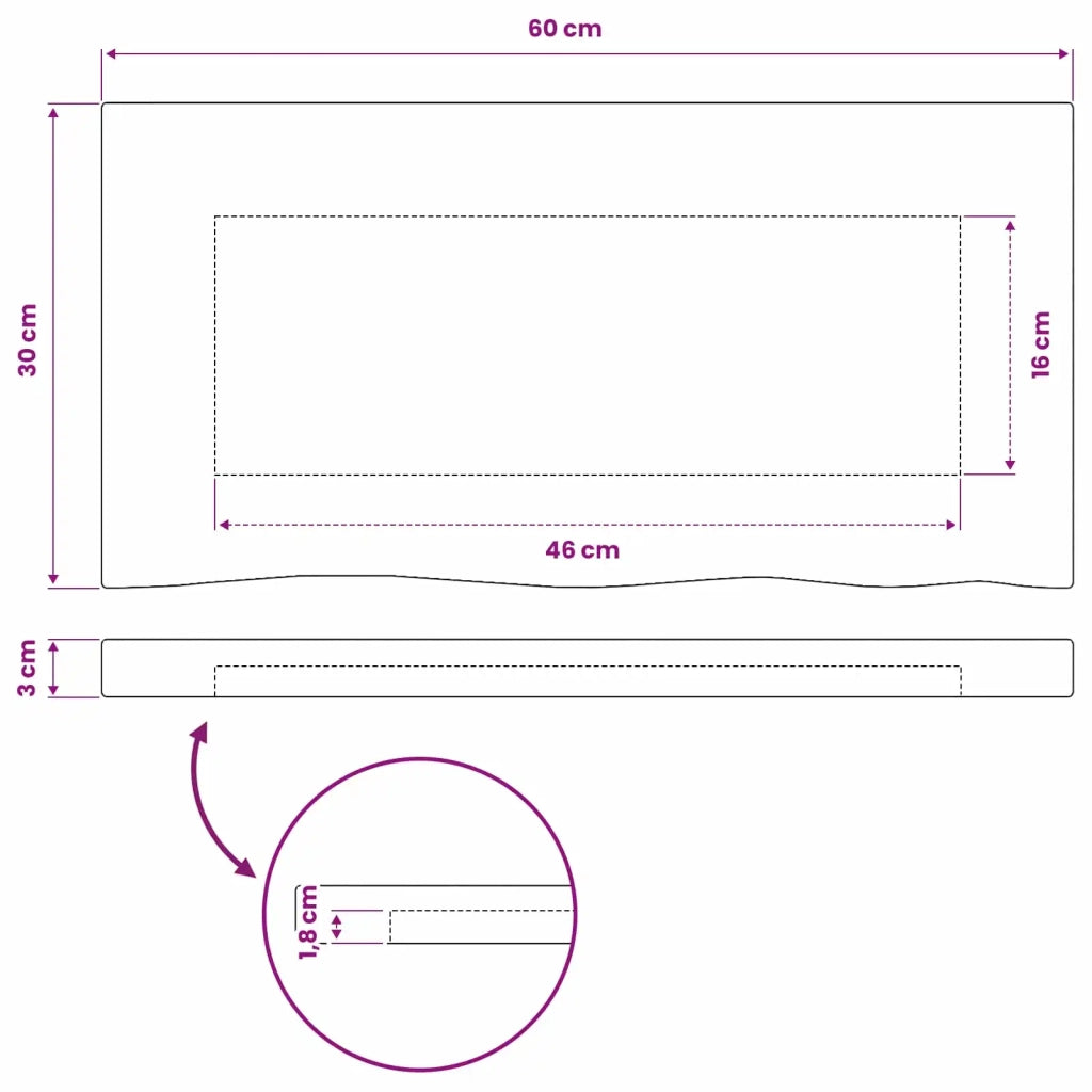 Piano del Tavolo Rettangolare 90 x 50 x 3,5 cm Rettangolare 938395