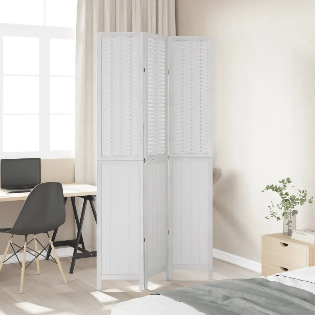 Divisorio Ambienti | Divider per stanze | Paravento 3Pannelli Bianco Legno Massello di Paulownia
