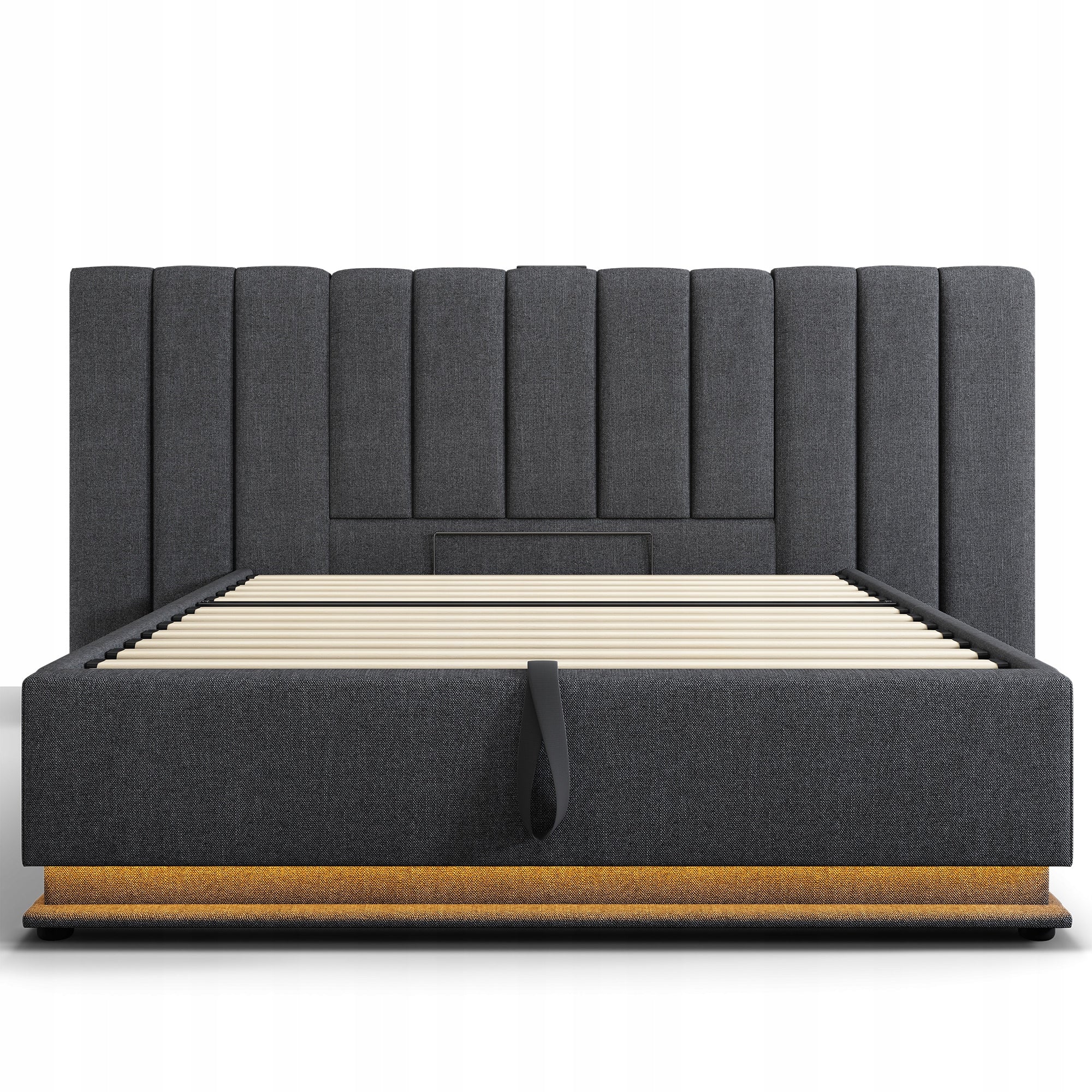 Letto imbottito 180x200 - Xylo - Grigio con LED e USB-C incluso materasso