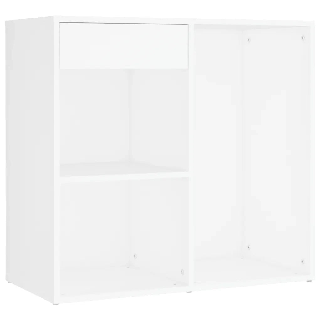 Toeletta | Tavolo da Trucco LED con 2 Armadietti in Legno Multistrato Bianco