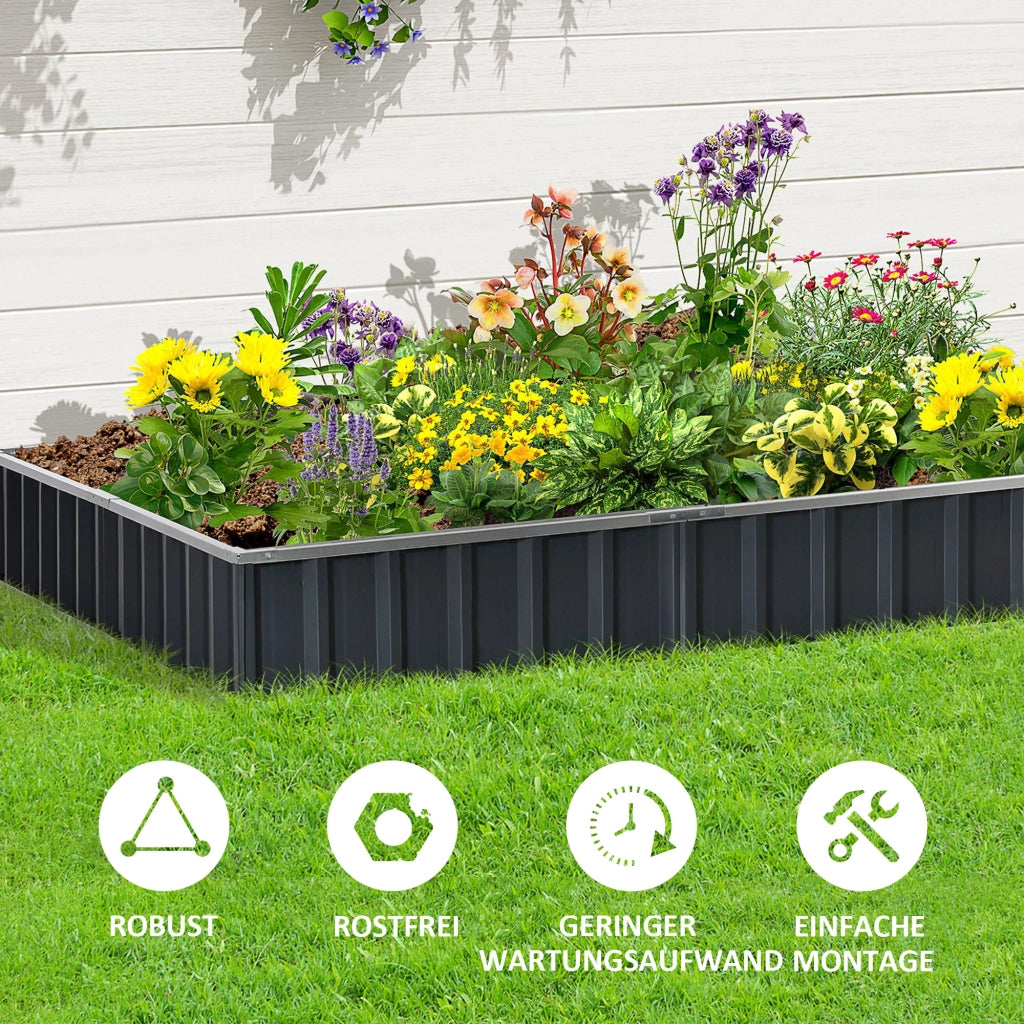 Hochbeet da Giardino in Acciaio ¨C zephmum ¨C 258x90x30 cm Grigio Scuro