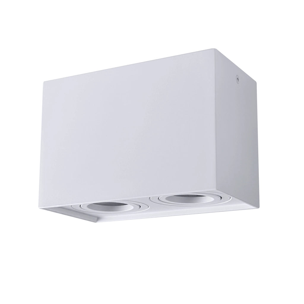 Plafoniera spot superficie quadrata bianca 2xGU10 Polux