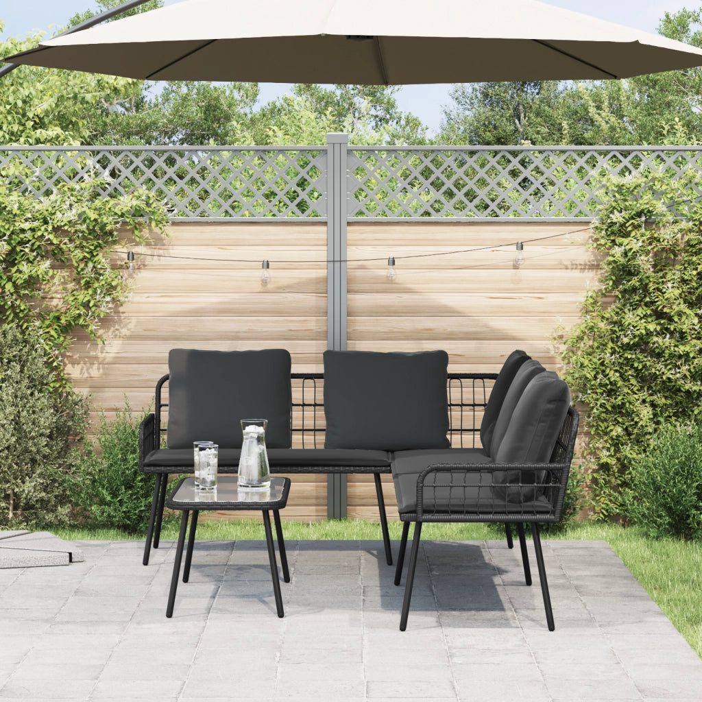 Set da Giardino a 2 Pezzi con Cuscini in Rattan Sintetico Nero