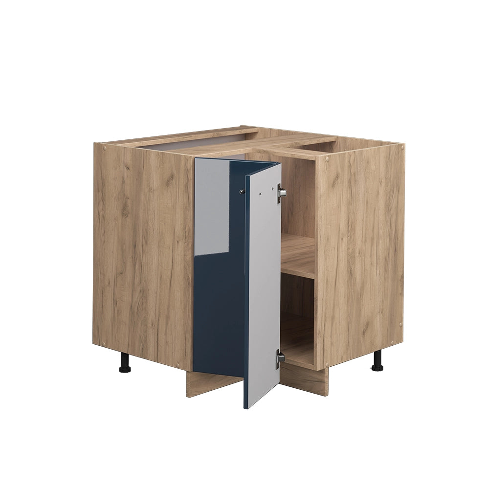 Mobile ad angolo cucina Fame-Line Blu scuro lucido/Rovere dorato 80.5 cm, PL Rovere Vicco