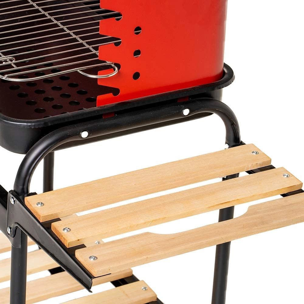 MAURY'S BARBECUE RETTANGOLARE CON RIPIANI IN LEGNO 85 X 45 X 105 CM