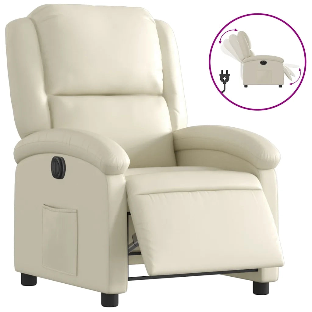 Divano Sedia-Poltrona Reclinabile Elettrica Crema in Similpelle 599140