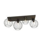 Plafoniera Minimal Industrial Geb 4 Luci Lineari Nera