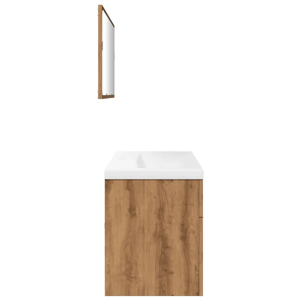 Set Mobili da Bagno | Armadio da bagno 3 pz Rovere Artigianale Legno Multistrato