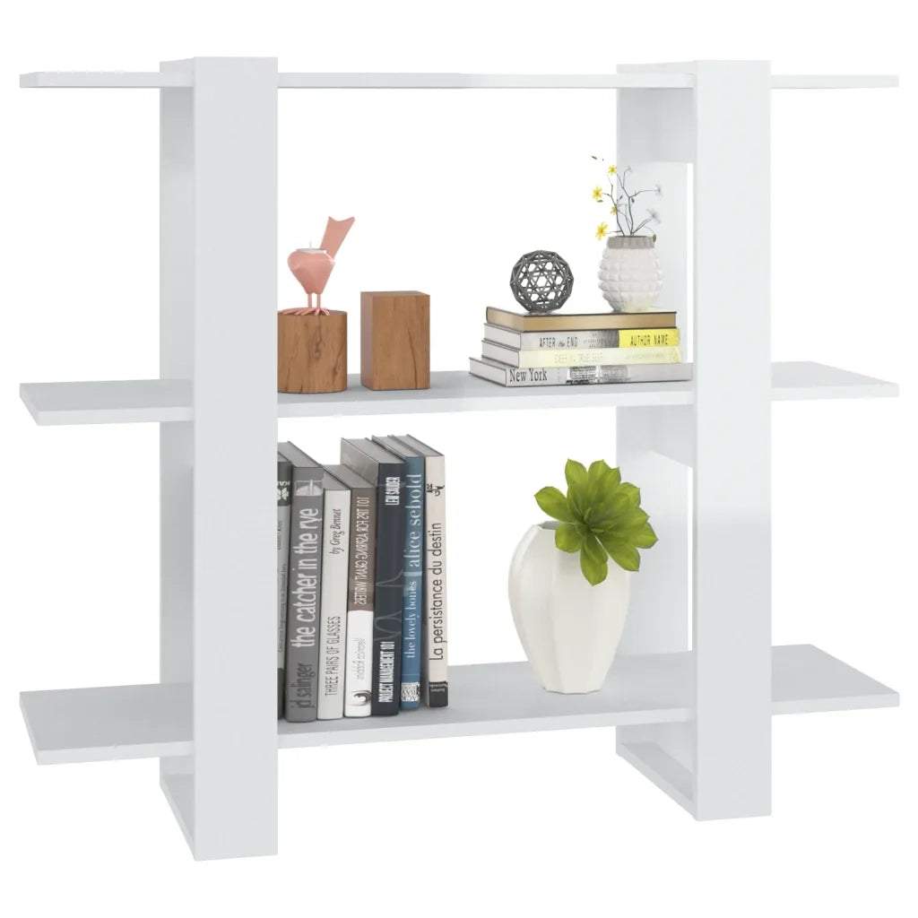 Libreria Divisorio-Scaffale per Libri-Mobile di Stoccaggio Bianco Lucido 100x30x87 cm